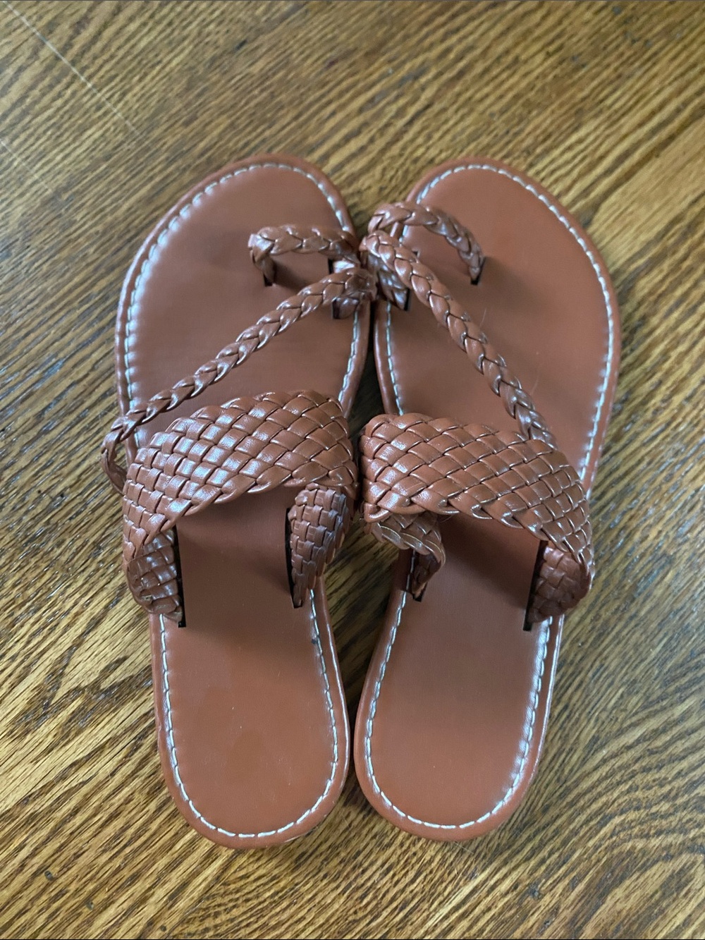 Woven Toe-Loop Sandals in Brown
